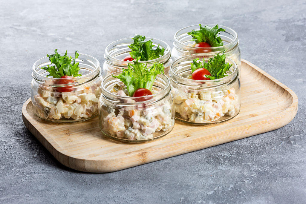 Potato salad cup with ham (100 gr/pcs) + spoon